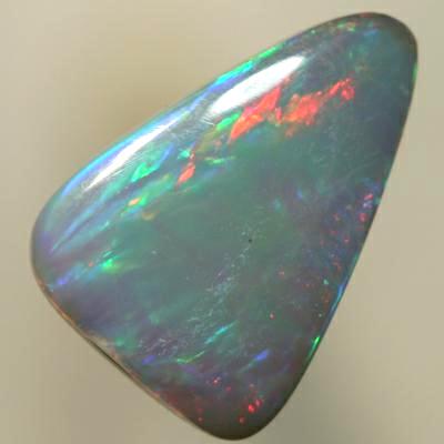 SOLID SEMI BLACK OPAL Great pendant stone, burning red and bright green turquoise